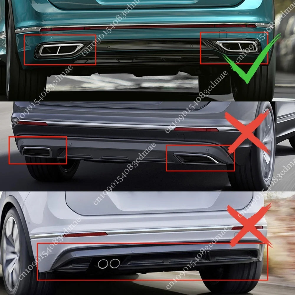 2PCS Gloss Black Exhaust Tail Pipe Cover for VW Tiguan MK2 R Line Facelift 2020-2024 Rear Bumper Muffler Trim Accessory