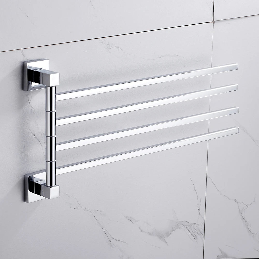 Towel Holder Stainless Steel Swing Arms Towel Rail Wall Mounted Towel Rack Space Saving Hanger Bathroom Hardware for Home Hotel