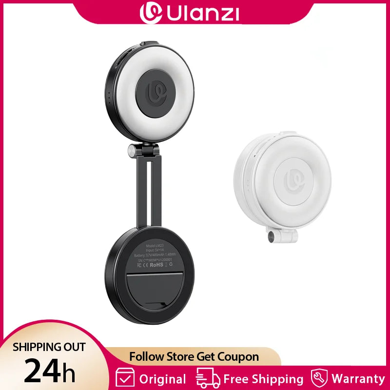 Ulanzi LM23 Magsafe Pocket LED Light Foldable Video Light 360 Adjustable 2500-8500K Bi-color for Iphone 17 16 Android Phone Live