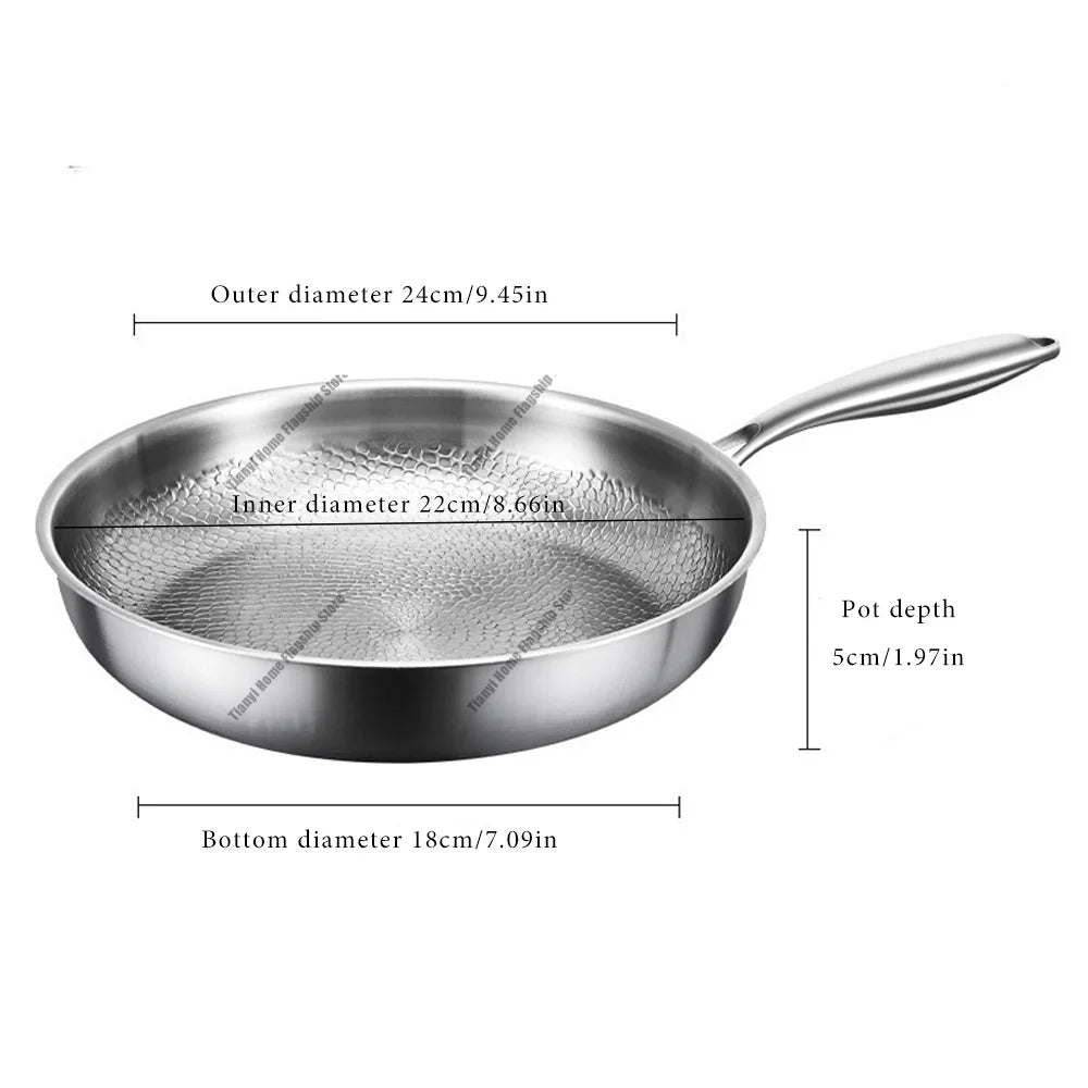 Titanium stainless steel nonstick frying pan skillet, 22-30cm, induction & gas compatible