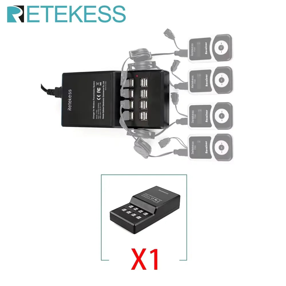 Retekess T130S Tour Guide System Audio Guide, 2nd Gen T130 Mic Long Standby Transmitter Receivers Radio Guide For Tour Training