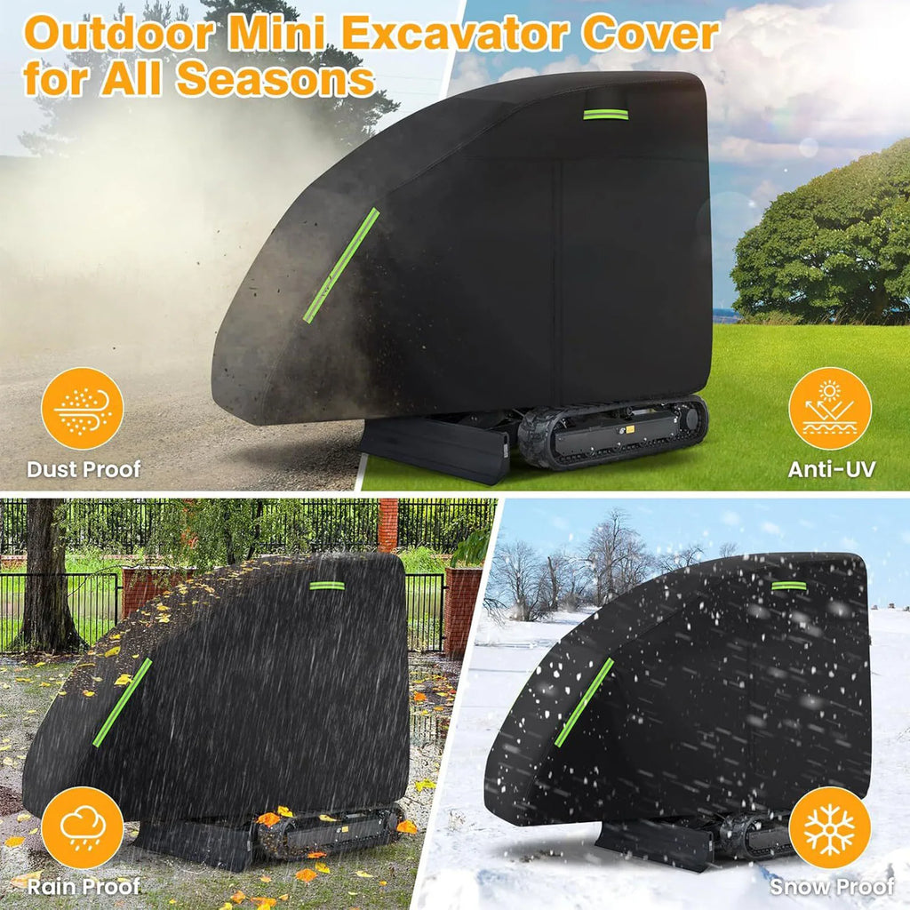 Mini Excavator Cover Fit for Bobcat E20 1760-3530lbs Water Proof 210D Oxford Fabric Zippered Exterior Accessories Black