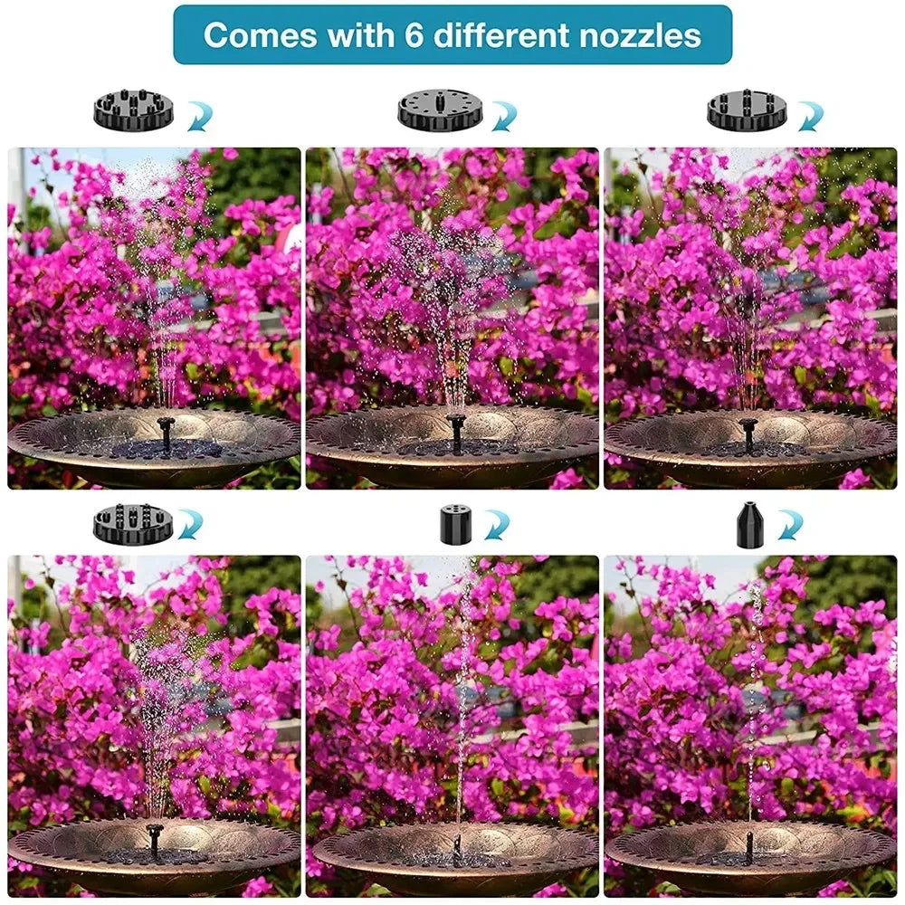 Solar Floating Water Fountain Pump with 8 Nozzles, 13cm/16cm/18cm for Bird Bath Pond