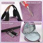 Cross Stitch Storage Bag Purple,Embroidery Projects Bag,Sewing Crafts Storage Tote Bag,Knitting Bags with Zipper Pockets