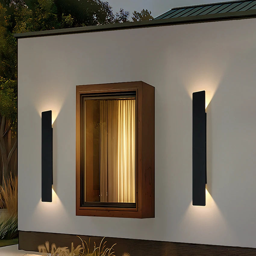 Outdoor LED Up Down Wall Light IP65 Waterproof Aluminum Sconce, Black/White, 20.5-61cm