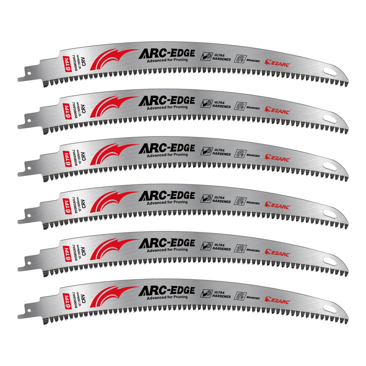 EZARC 12 Inch Wood Pruning Reciprocating Saw Blades, 300mm Japanese Teeth Saw Blades 6TPI Arc Edge for Tree Trimming