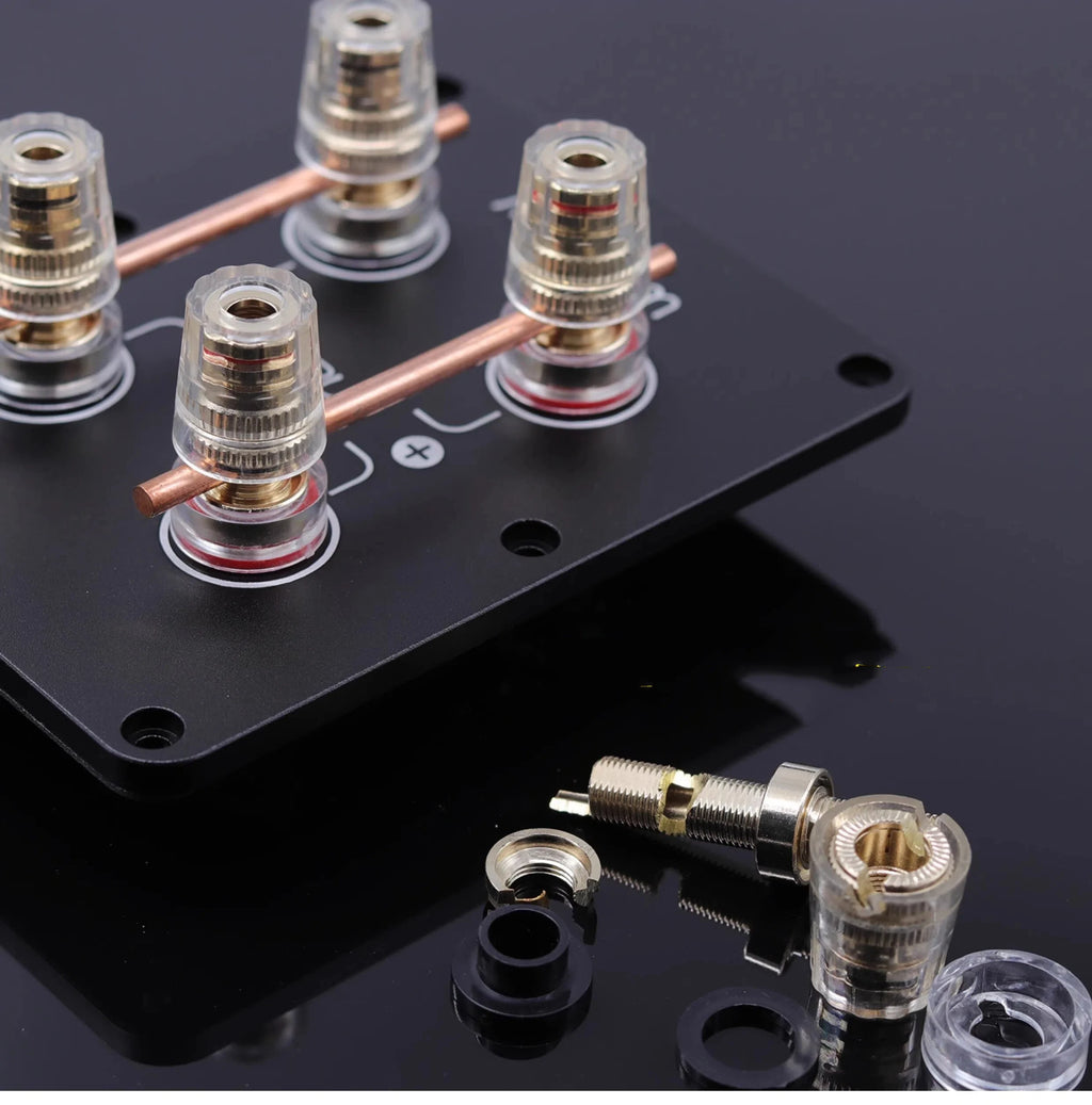 1PC GHXAMP 4-Way Speaker Terminal Cup, Pure Gold-Plated Copper, Bi-Wire Capable, 122x96mm