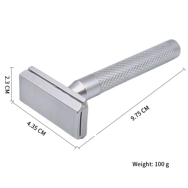 Stainless Steel Double Edge Safety Razor 30° Angled, Reusable, Includes 5 Blades