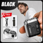 Men's Mini Electric Shaver Rechargeable Waterproof Wet/Dry Beard Razor - Black