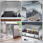 LMETJMA Splatter Guard Foldable Stainless Steel Oil Splash Board Nonstick Oil Splatter Guard Heat Insulation Board For Stove Top