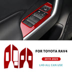 Real Soft Carbon Fiber Sticker For Toyota RAV4 XA50 2019 2020 2021 2022 2023 2024 2025 LHD RHD Car Window Lift Button Panel Trim