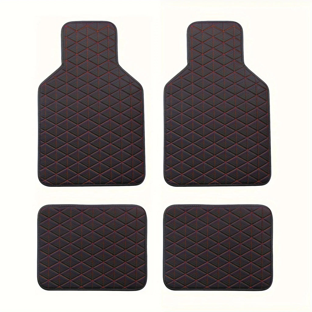 4-piece waterproof PU leather car floor mat - durable and fashionable, all-weather protection, easy to clean, enhances interior