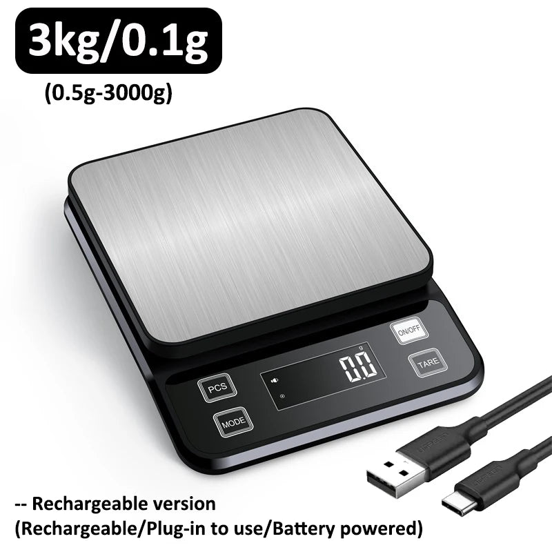 3/5/10kg 0.1g Digital Electronic Kitchen Scale LCD Display Fully Waterproof Stainless Steel Measuring Weighing Baking Tool