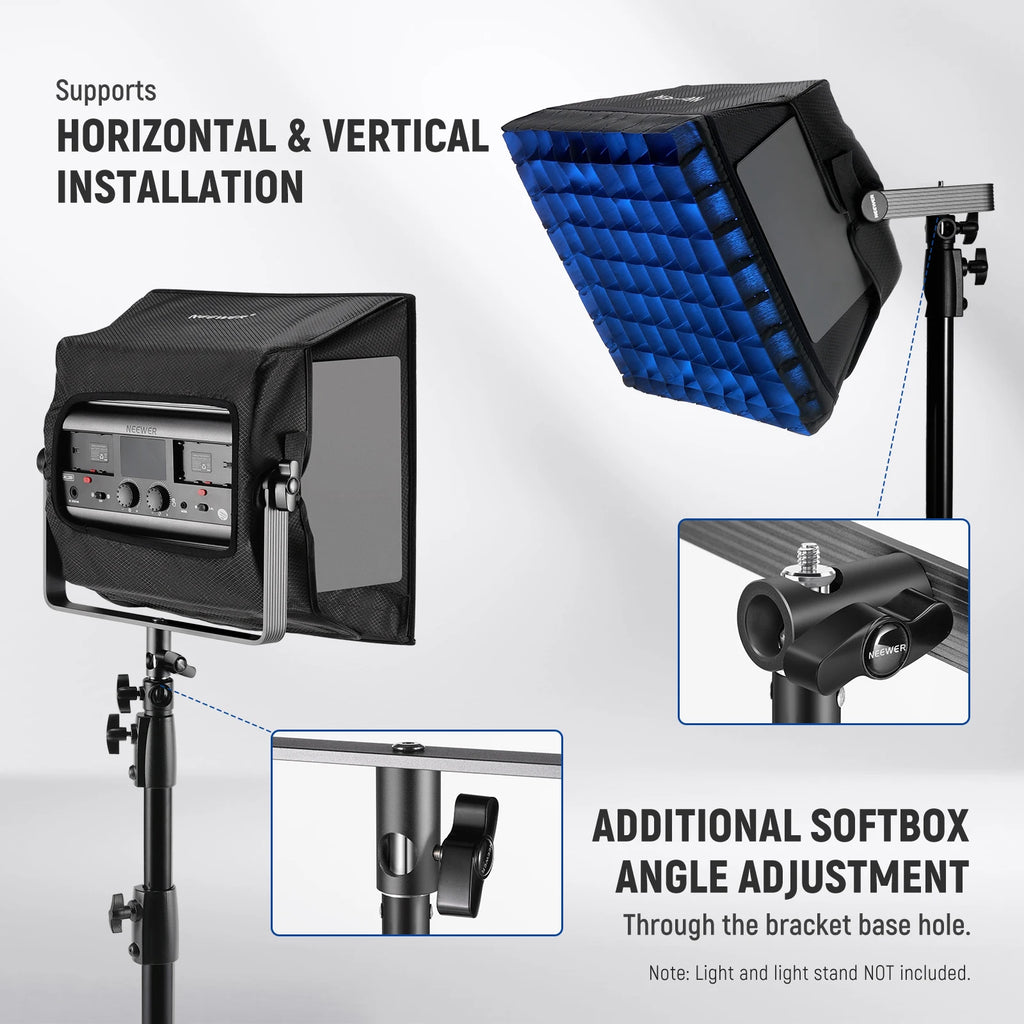 NEEWER Upgraded Softbox Diffuser for RGB1200 LED Video Light Panel, 14.6"x13.6"/37x34.5cm Foldable with Grid/Bag/Blackout Hood