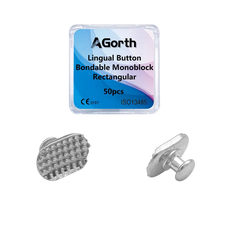 50Pcs/Box Dental Orthodontic Lingual Buttons Metal Bondable Monoblock Mesh Hole Base Composite Buttons Dentistry Accessories