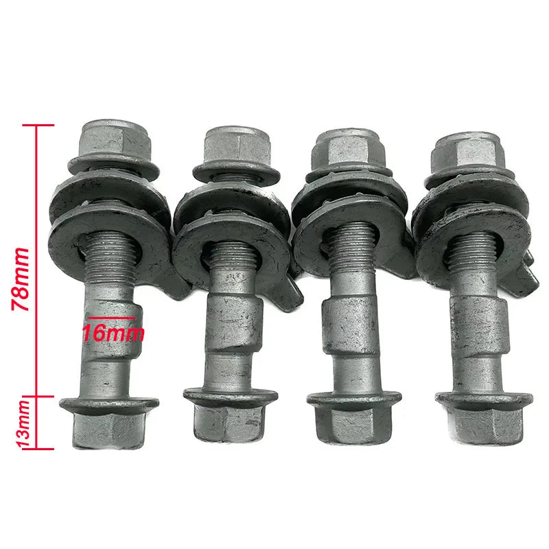 4PCS 10mm-17mm 12.9 Level Automotive Four Wheel Alignment Camber Bolt Tire Eccentric Screw Car Adjustment Repair Tools Silver