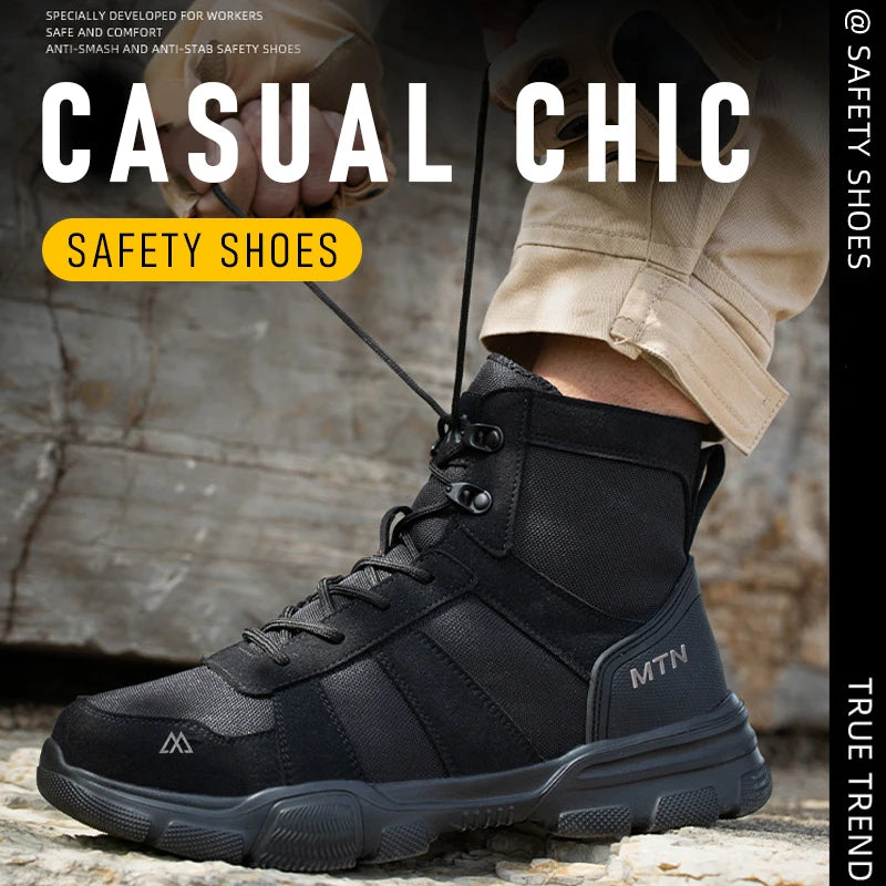 Light Breathable Protection Safety Shoes Men Steel Toe Cap Anti smash Work Shoes Anti-puncture Indestructible Man Safety Boots