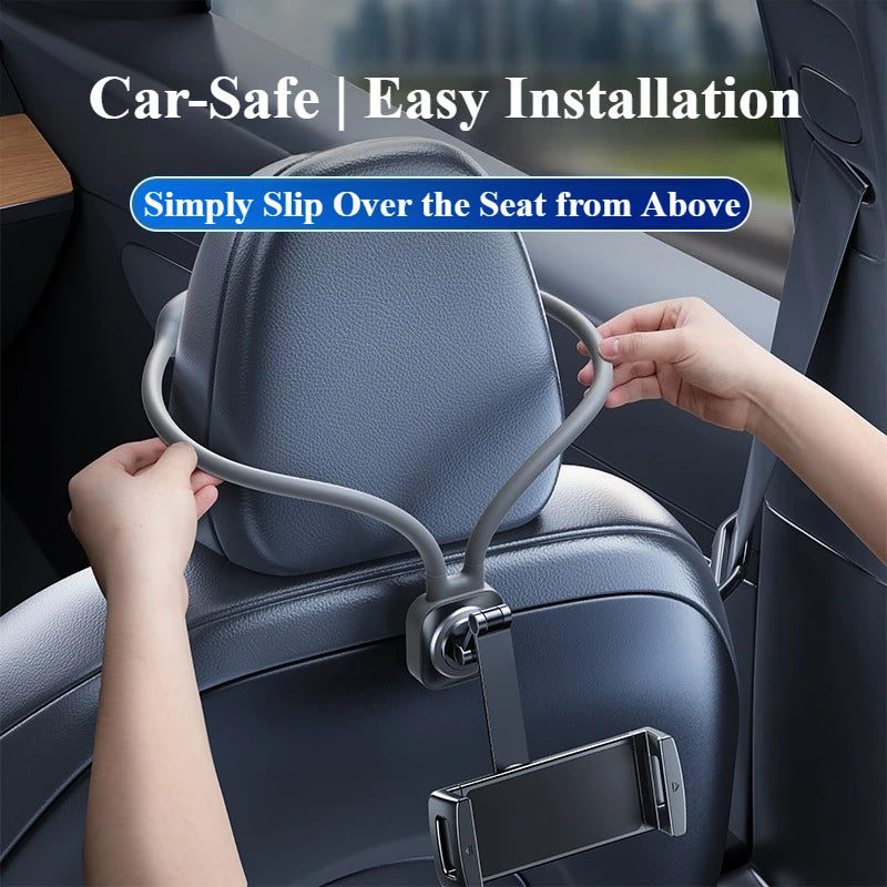 Hipacool Car Back Seat Tablet Holder Stand, 360° Rotating Headrest Mount, Black