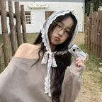2 in 1 Triangle Short Skirt Half Skirt Butt Curtain Skirt Lace Trim Apron Soft Lace Stacked Ins Style Korean Women Headscarf