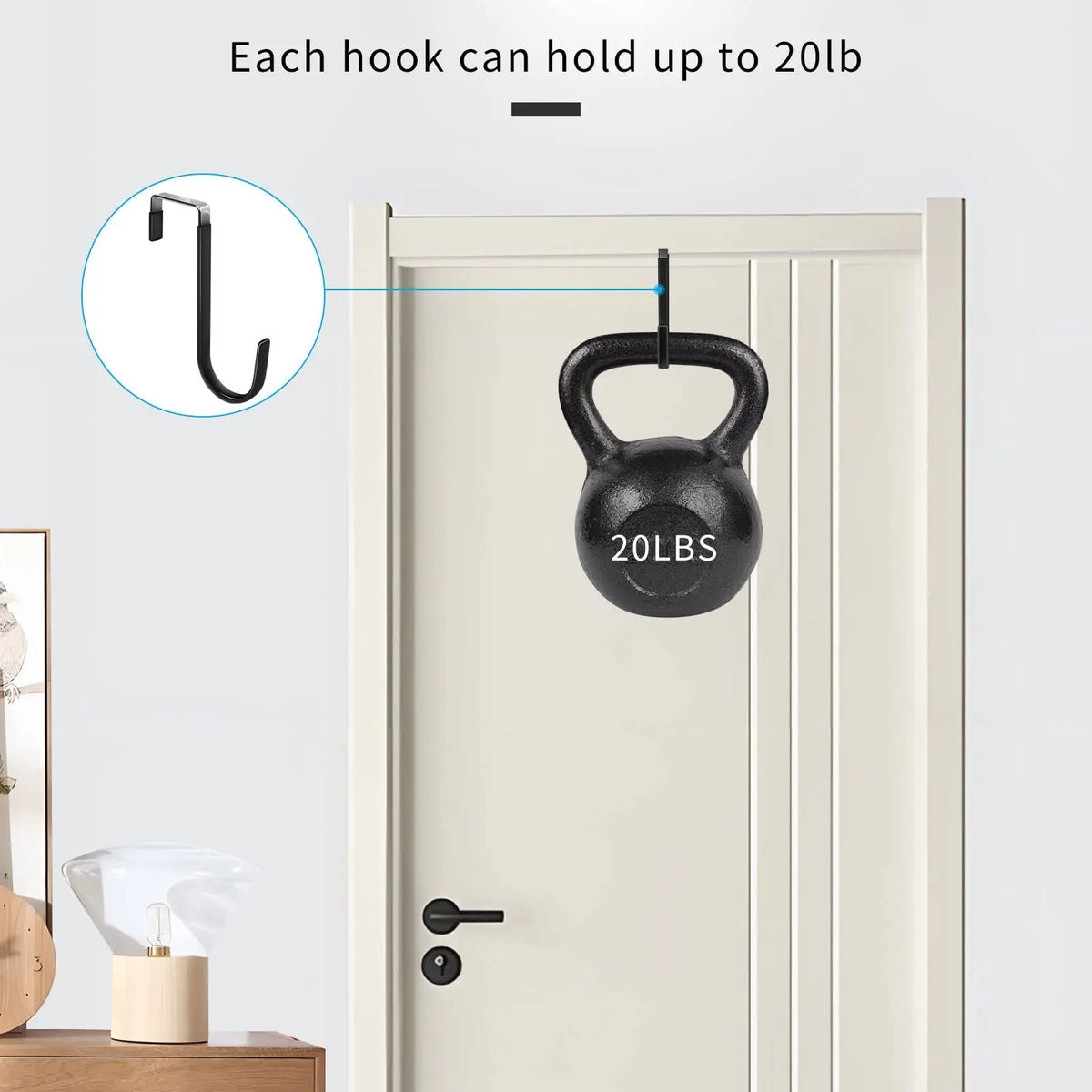 Door Hangers Hooks with Rubber Organizer Hooks for Living Room, Bathroom, Bedroom, Kitchen Hanging Clothes, Towels, Hats, Coats