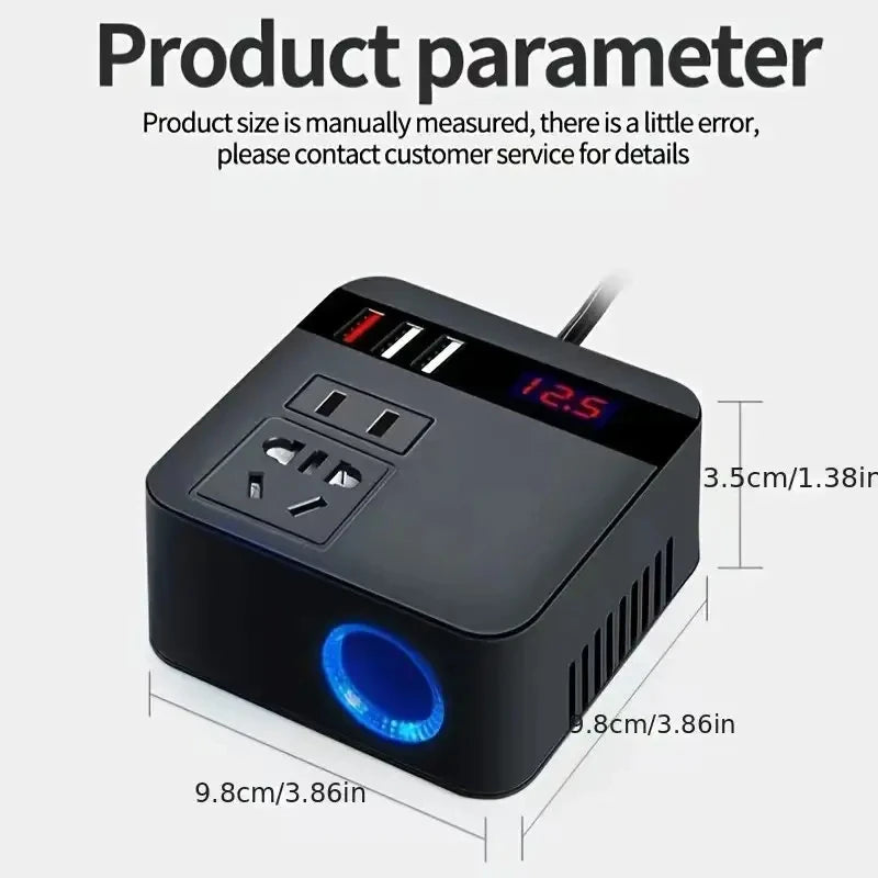 Car Inverter DC12V/24V to DC110V/220V 150W LED Display Sockets Power Inverter Adapters Fast Charging Automobiles Inverters