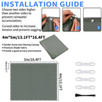 Waterproof UV Protection Canopy Outdoor Sun Shade Sail with Grommets 2/3/4/5M for Outdoor Garden Pool Patio Sunshade Cloth Tent