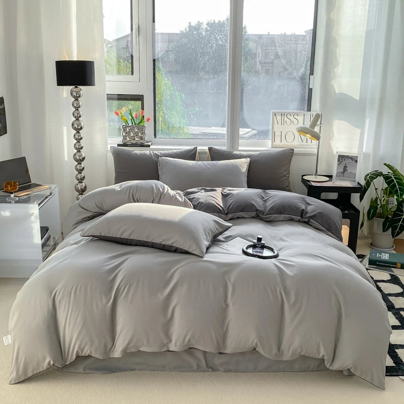 Luxurious Washed Cotton Duvet Set - Soft Comforter & Pillowcase 220x240