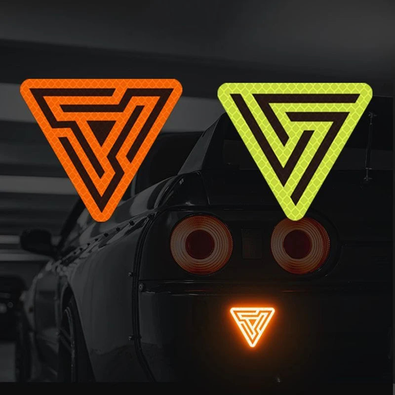 Geometric Inverted Triangle Reflective Strips Glow in Dark Car Stickers Scratch Blocking Safety Warning Waterproof Vinyl Decals