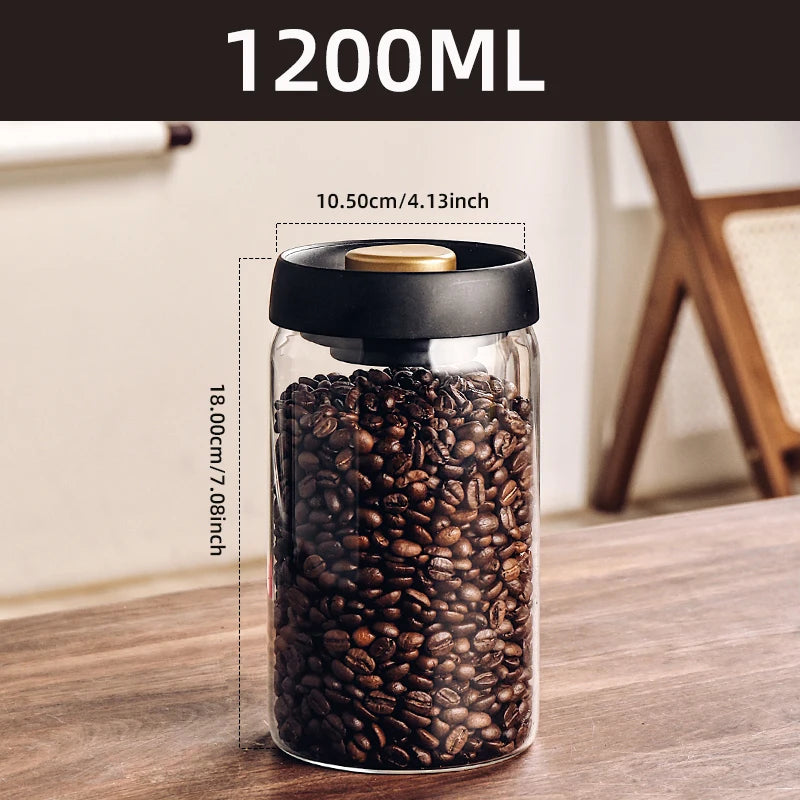 Vacuum Sealed Jar Coffee Bean Storage Bottle Kitchen Food Grain Tea Glass Jar Fresh Storage Jar Kitchen Accessories