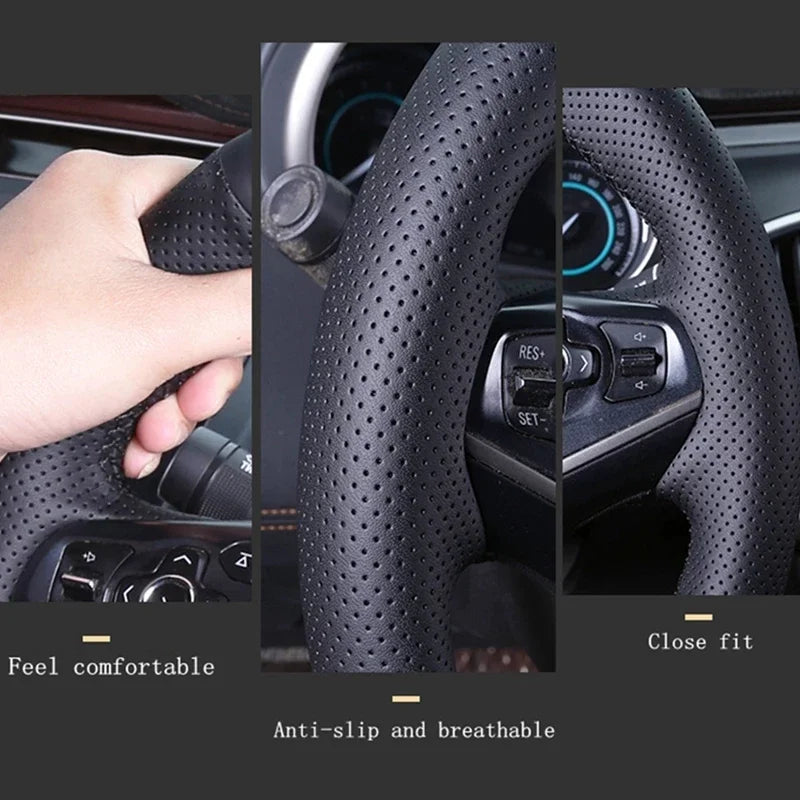 Hand Stitched Genuine Leather Non-slip Breathable Car Steering Wheel Cover for Porsche 986 1998-2004 DIY Car Interior