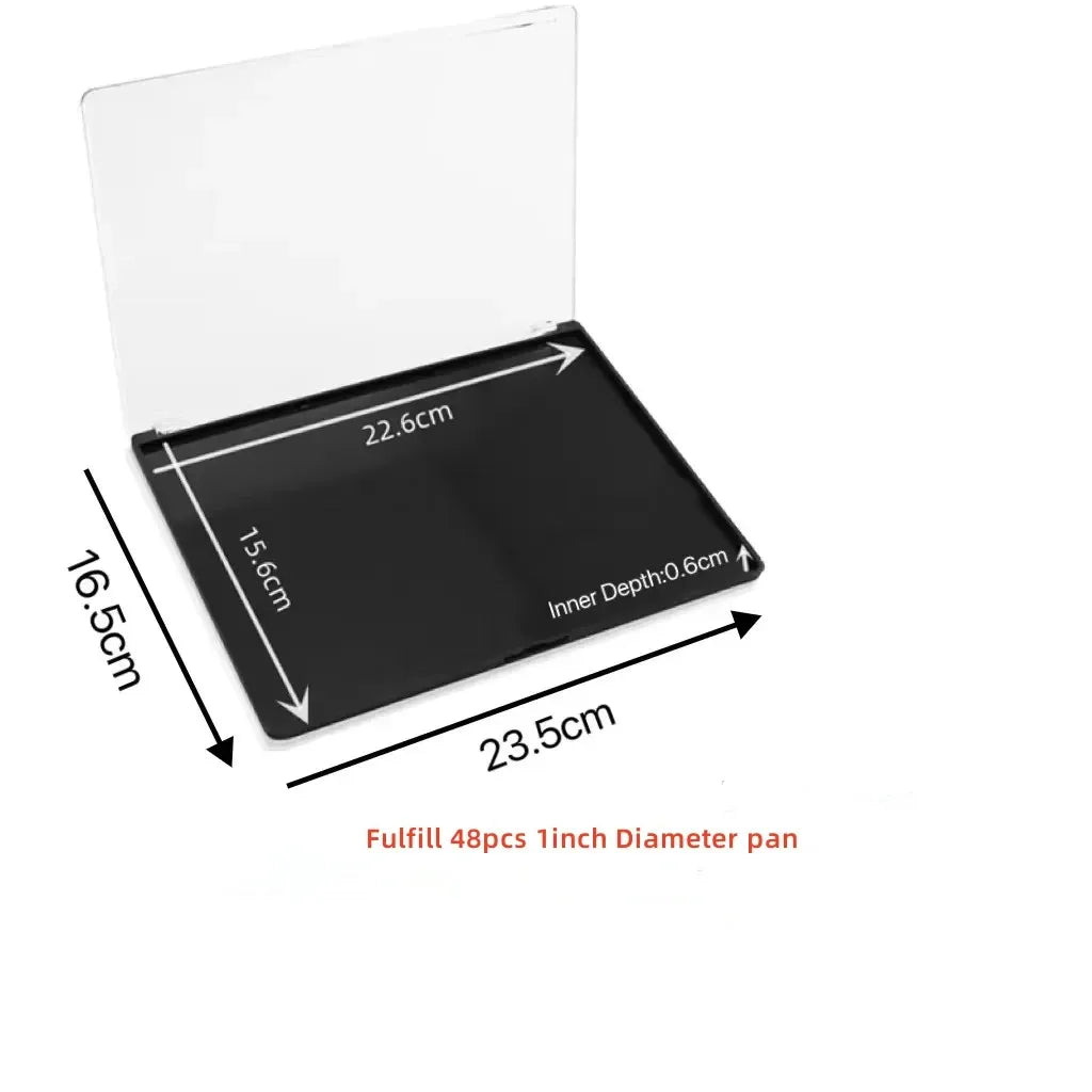 2pc XL Large Empty Magnetic Plastic Eyeshadow Palette Makeup Storage Box Clear Lid & 20pcs Adhesive Metal Stickers