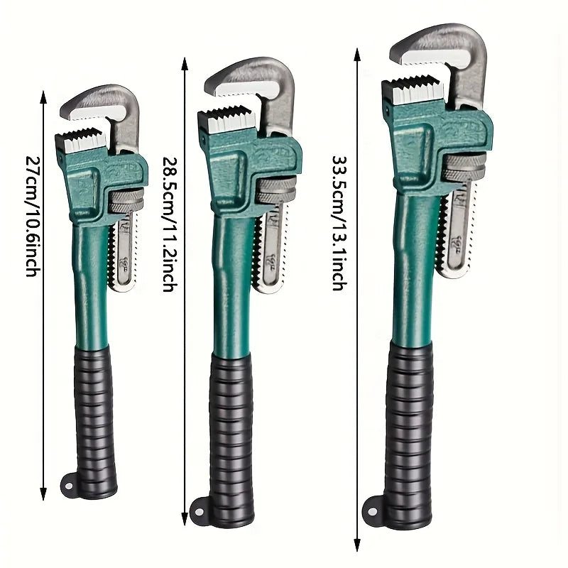 8/10/12/14 Inch Heavy-Duty Steel Pipe Wrench Set, Adjustable Straight Plumbing Wrench with Soft Grip Handle