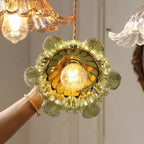 Nordic Modern LED Flowers Pendant Lights Coffee Living Room Balcony Green Glass Knob Switch Hanging lamp Fixtures Luminaira
