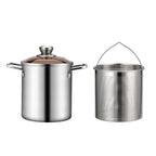 LMETJMA 3L Deep Fryer Pot Stainless Steel Frying Pot With Mesh Steamer Basket Japanese Tempura Fryer Pot with Lid and Tong JT230