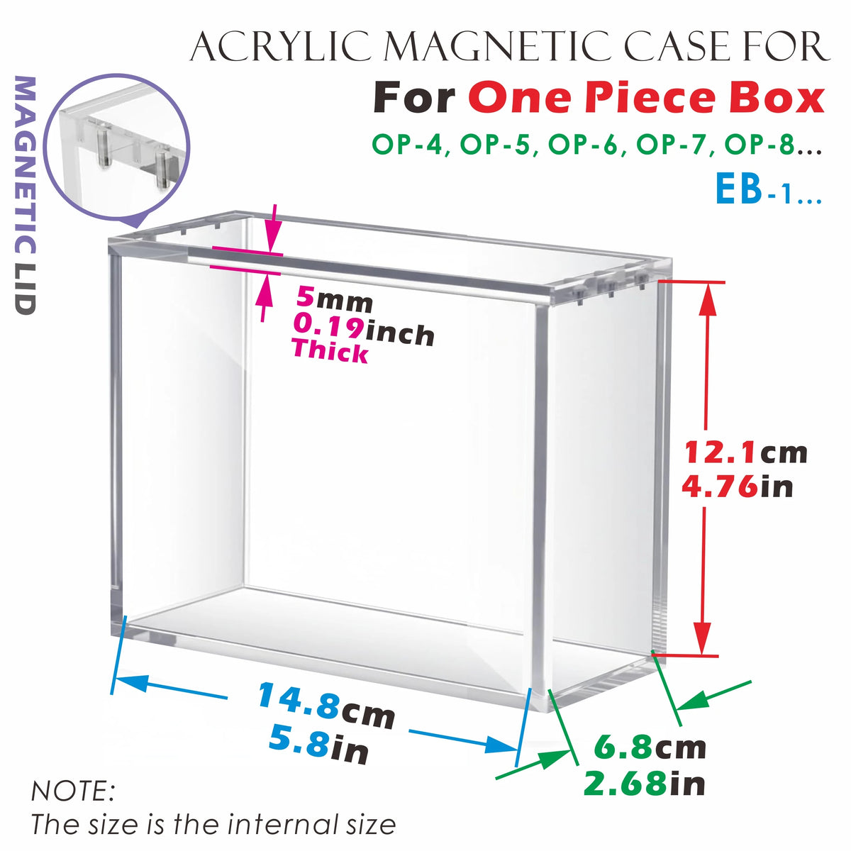 Acrylic Magnetic Display Case For ENGLISH One Piece(COMPATIBLE WITH: OP-4, OP-5, OP-6, OP-7, OP-8... EB-1...)