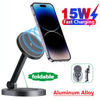2 In 1 Magnetic Wireless Charger Stand Pad For iPhone 15 14 13 12 11 Pro Max 11 X Apple Watch Airpods Fast Charging Dock Station