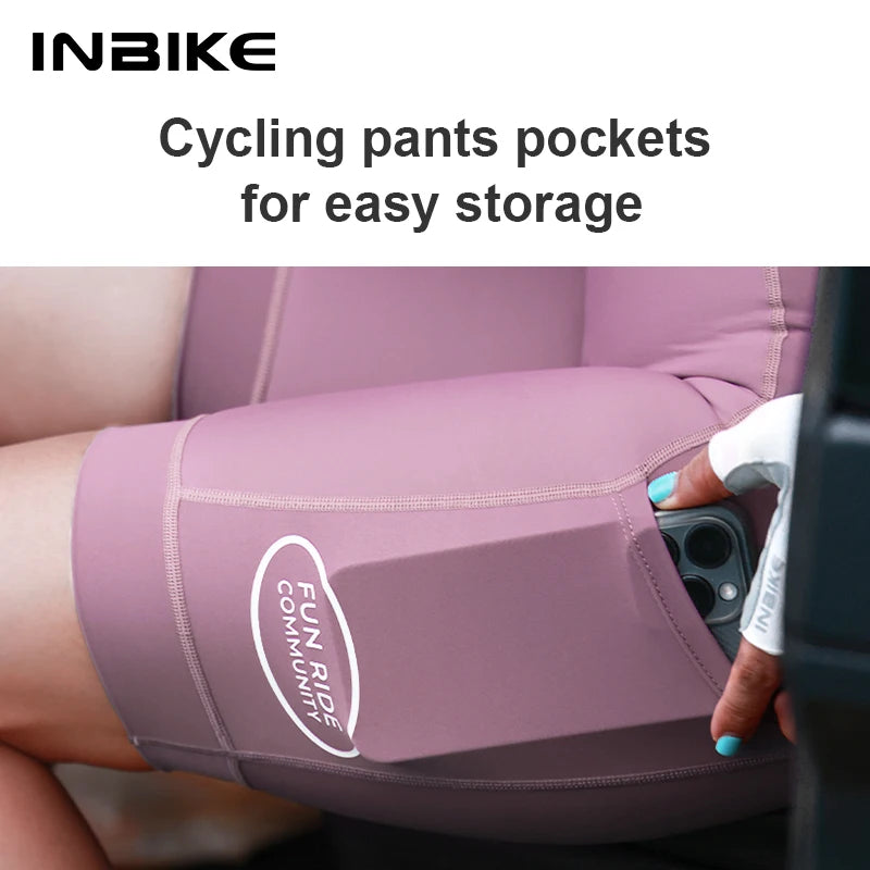INBIKE 2025 Women's Cycling Bib Shorts with Side Pockets Women's Overalls Shorts for Summer Road Bike Bibs Pants Biking Clothing