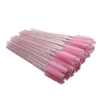 1000pcs Disposable Eyelash Spoolie Mascara Wands, Crystal Handle, Mixed Colors