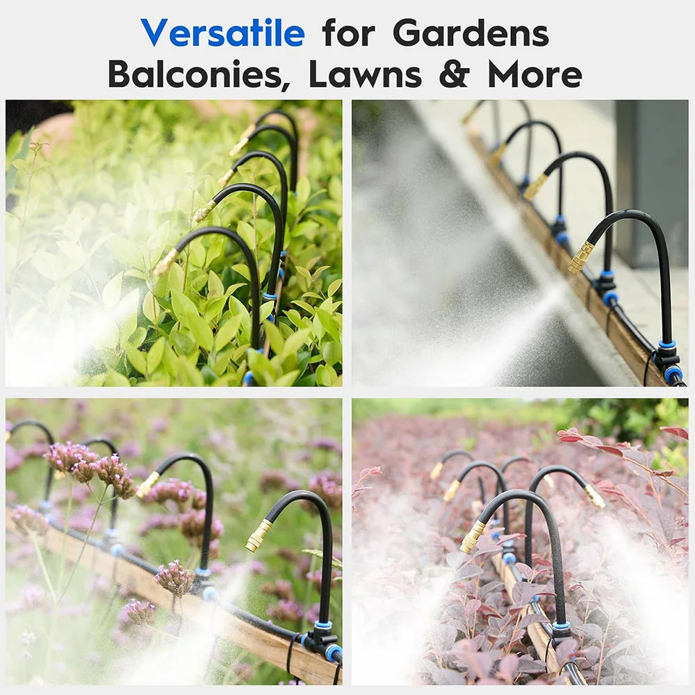 360° Free-bend Misting Nozzle Adjustable Atomizer Sprayer Outdoor Watering Kits Garden Programmable Timer Misting Cooling System