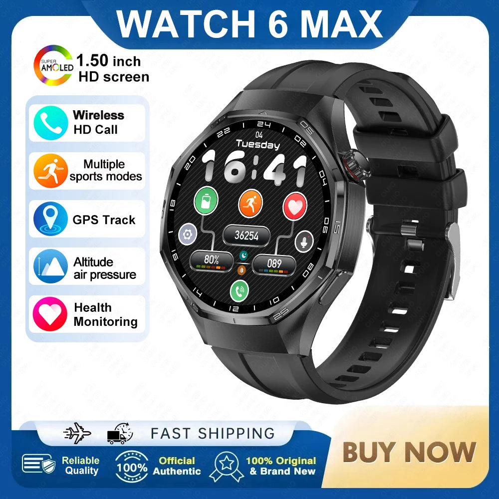 2026 New Watch 6 Max Smart Watch Men GPS Altitude Air Pressure Heart Rate Health Monitoring Bluetooth Call Business Smartwatch
