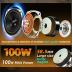 2 pcs 3.5 Inch Mid-Bass Range Speakers 100W Subwoofer For Car Magnesium Aluminum Basin Huge Magnet Woofer Can Be Under The Seat
