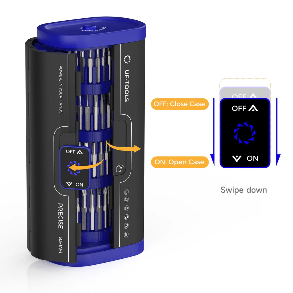 83-in-1 Precision Electric Screwdriver Set USB Rechargeable 4-Level Torque LED Display Light