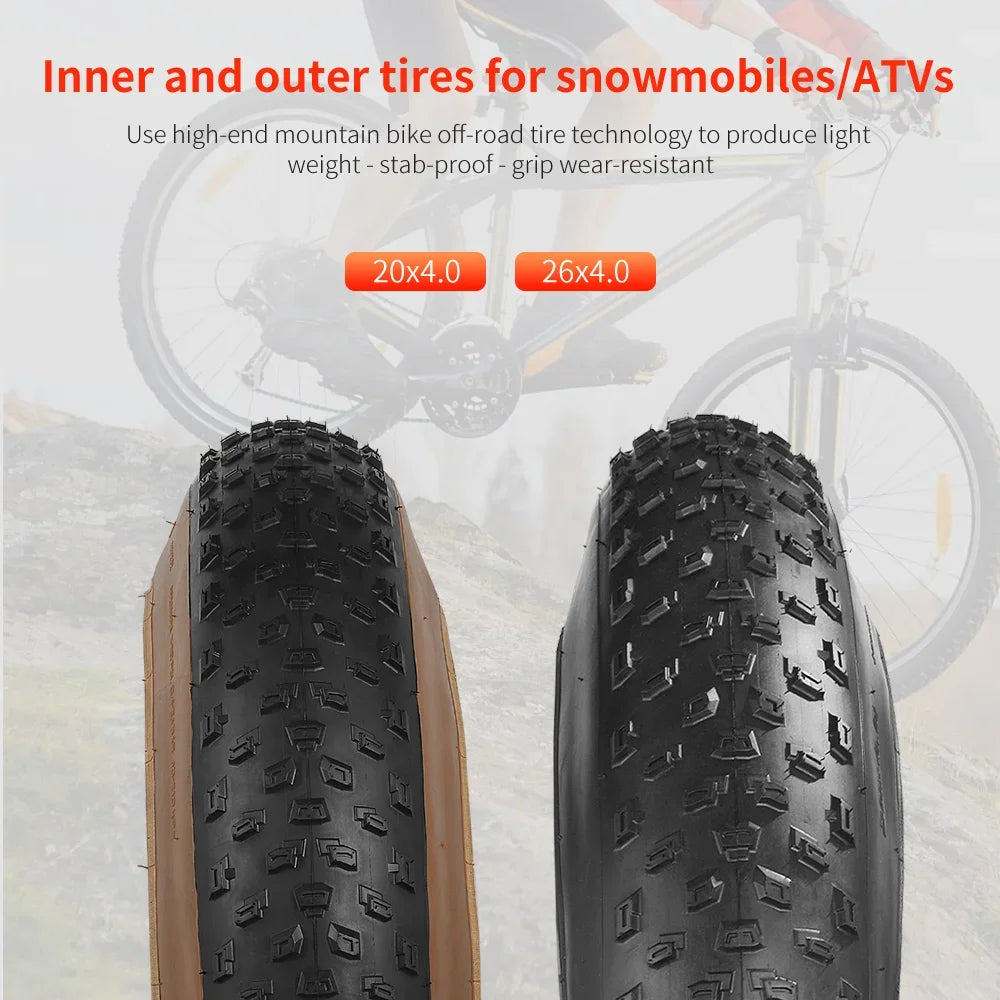 TANKE Anti Puncture Snow Beach Bicycle Tire MTB Bicycle Anti-Slip Fat Tire 20X4.0 24X4.0 26X4.0 Puncture Resistant Tire winter