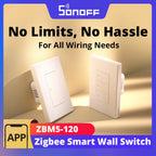 SONOFF ZBM5-120 Zigbee smart wall switch, no neutral wire, 1/2/3 gang, Alexa Google