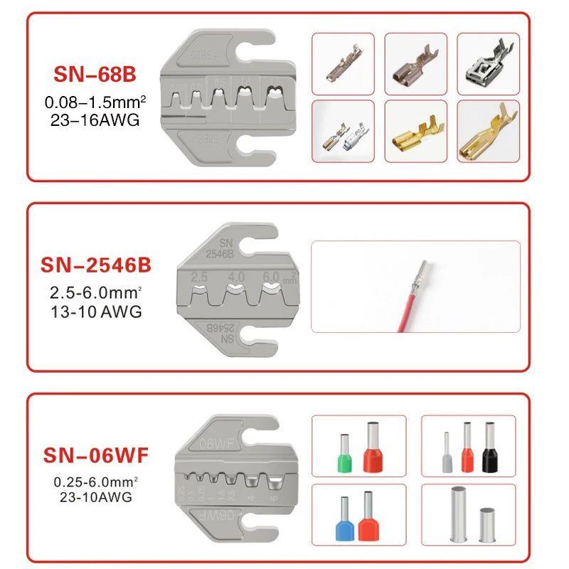 Industrial-Grade SN Crimpers w/ Modular Jaws: Precision Dies, Multi-Spec, High-Accuracy Whit Wire stripper 02C 58B 2546B -6 03H