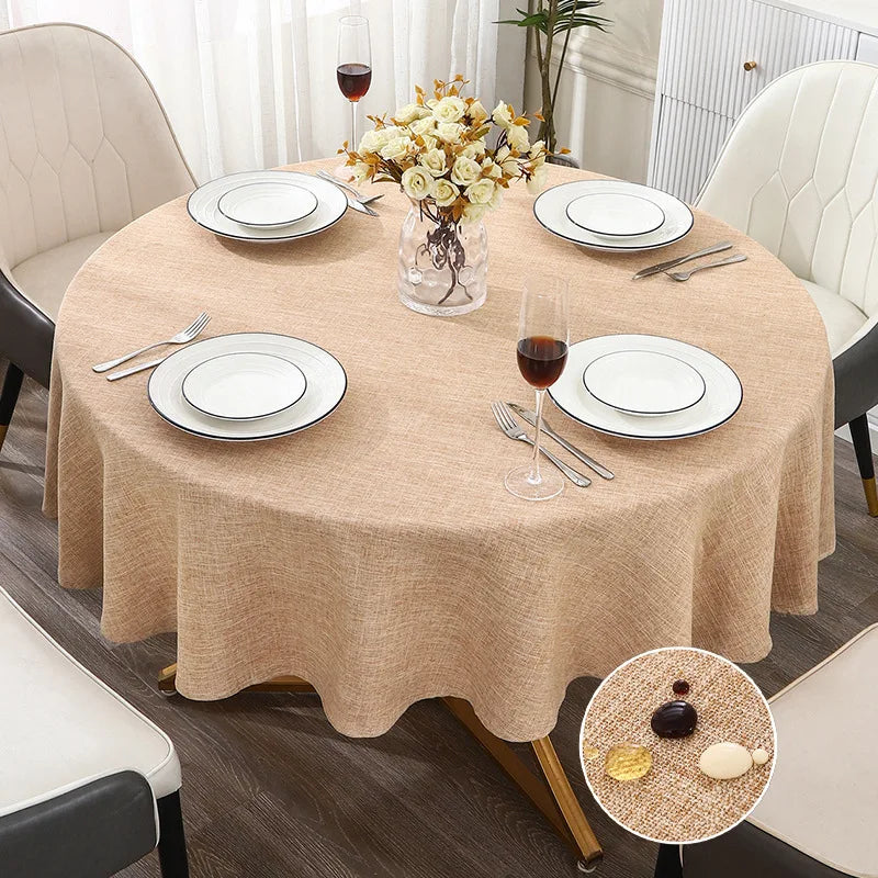 Waterproof Round Tablecloth for Round Dining Table Decorative Rustic Wipeable Table Cover Indoor Outdoor Use for Holiday Wedding