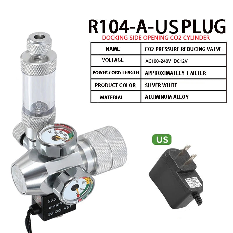 Aquarium CO2 regulator Dual meter solenoid valve Bubble meter  CO2 steel cylinder Reaction system CO2 pressure reducing valve