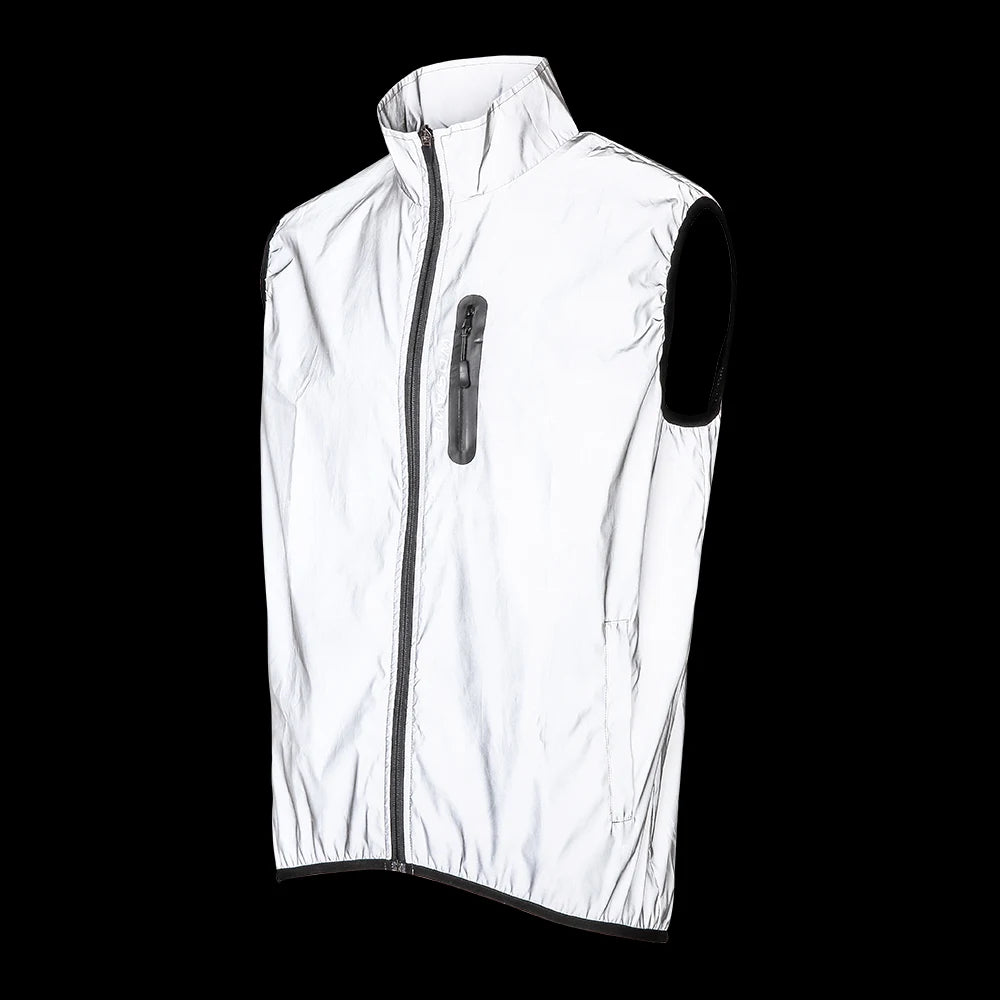 WOSAWE Full Reflective Jacket with Hoodie High Visibility Waterproof Wind Breaker Men Women Hiking Cycling Running Safety Vest