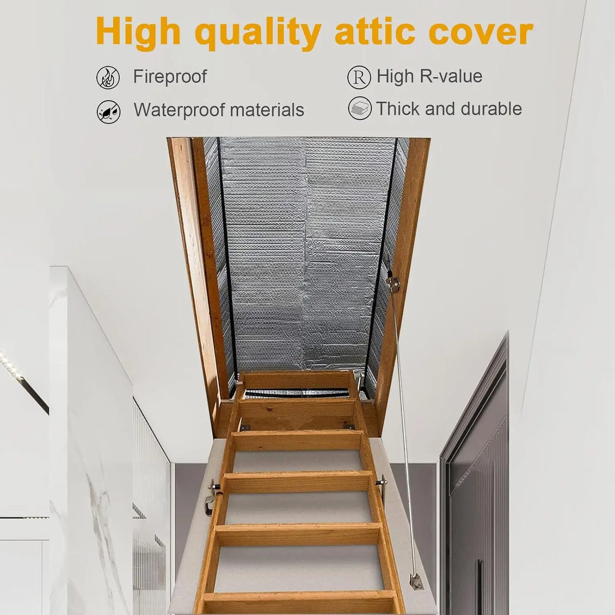 Attic Stairway Insulation Cover Energy Saving Attic Stairs Door Ladder Double Bubble Insulator Pull Down Stairs Tent with Zipper