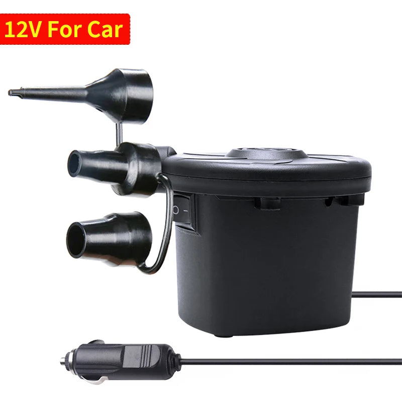 EAFC 220V/12V Electric Inflatable Pump Quick Air Filling Compressor With 3 Nozzles for Car Camping Life Buoy Boat Cushion